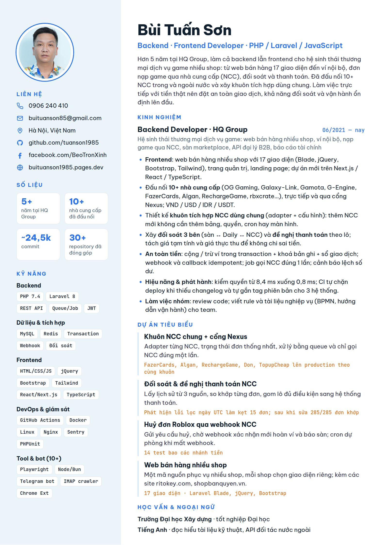 Trang CV của Bùi Tuấn Sơn